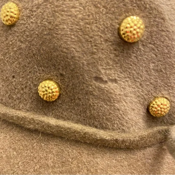 Therese Ahrens New York Light Brown Wide Brim with Bow & Gold Studs Vintage Hat - Picture 4 of 5